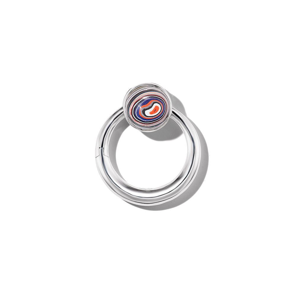 Circle stone charm with fordite gem