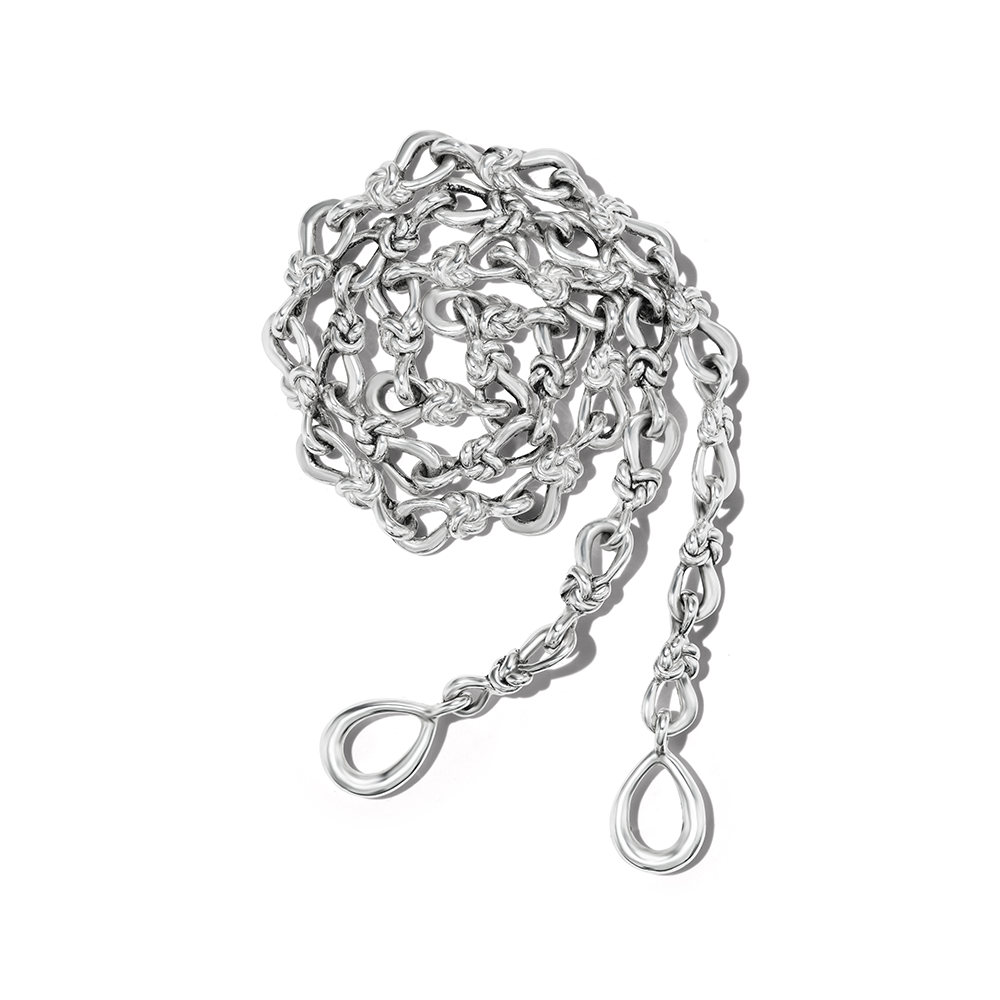 Curled up silver chunky knot chain