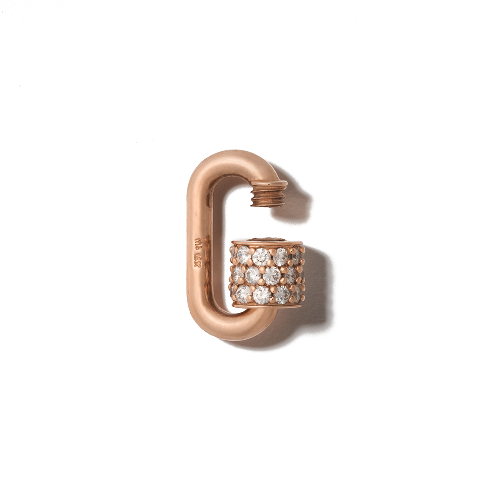 Rose gold diamond lock charm with open clasp