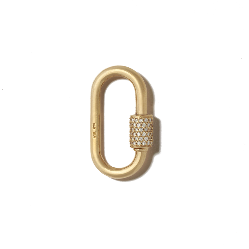 Green gold diamond lock with closed clasp