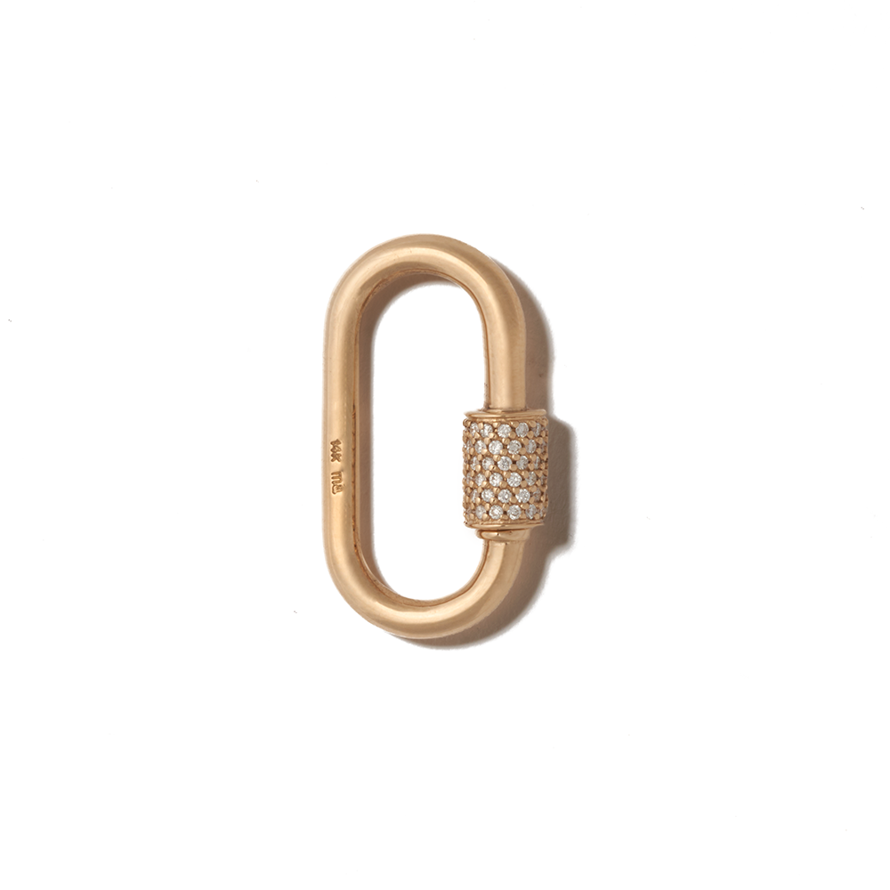 Yellow gold diamond lock with closed clasp