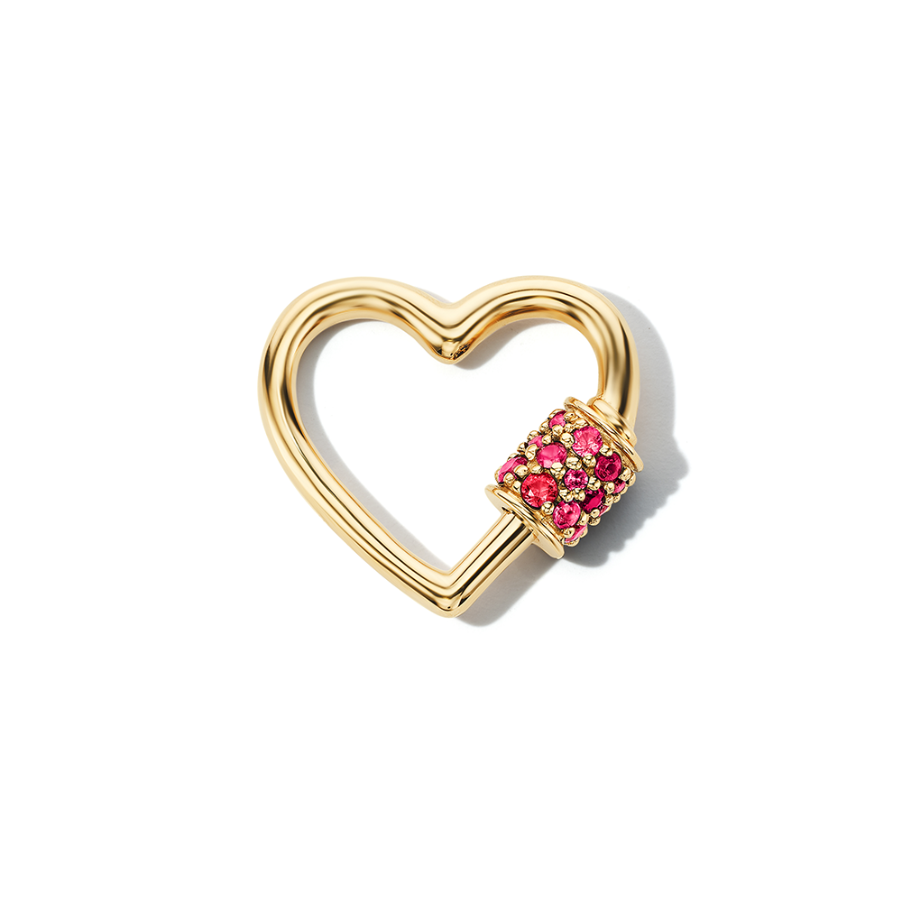 Large Ruby Pave Heart Pendant Lock | Marla Aaron