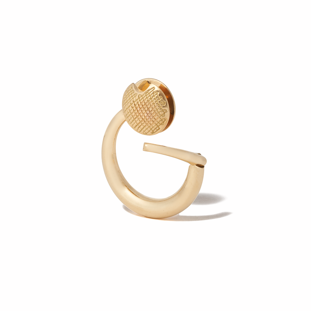 Gold disc charm with open clasp