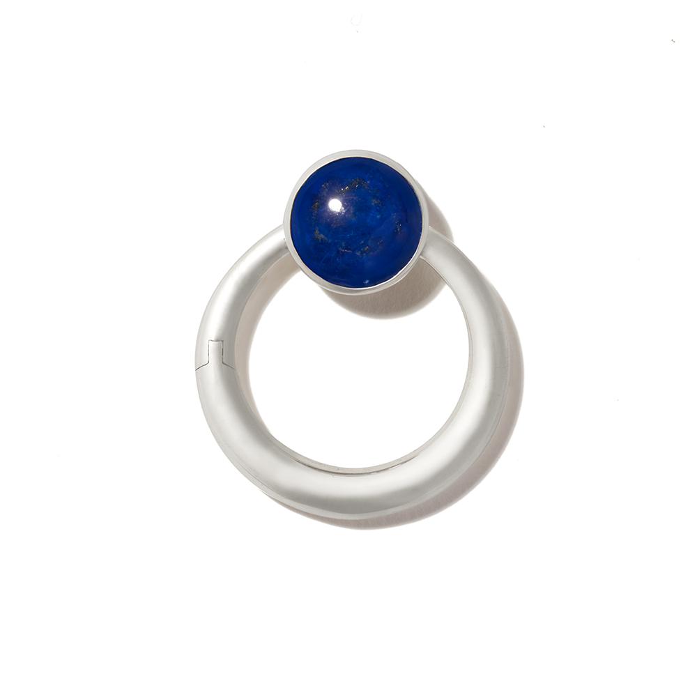Gemstone disc charm with chilean lapis gem