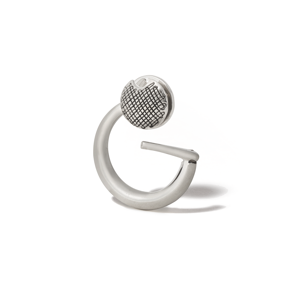 Silver gemstone disc charm with open clasp