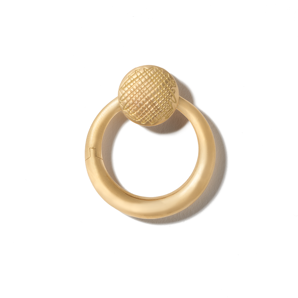 Gold circle charm with closed clasp