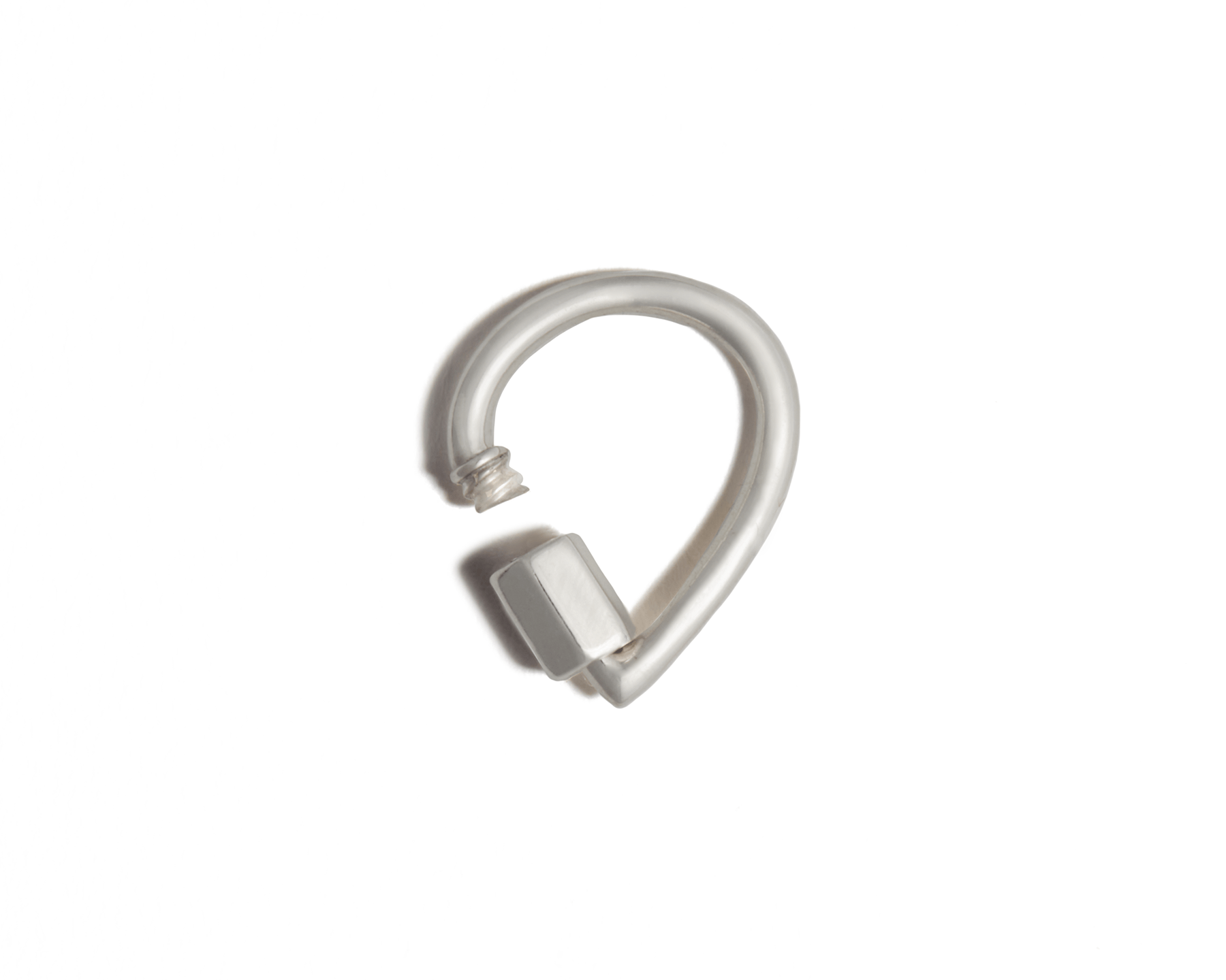 Thick small silver drop charm with open clasp