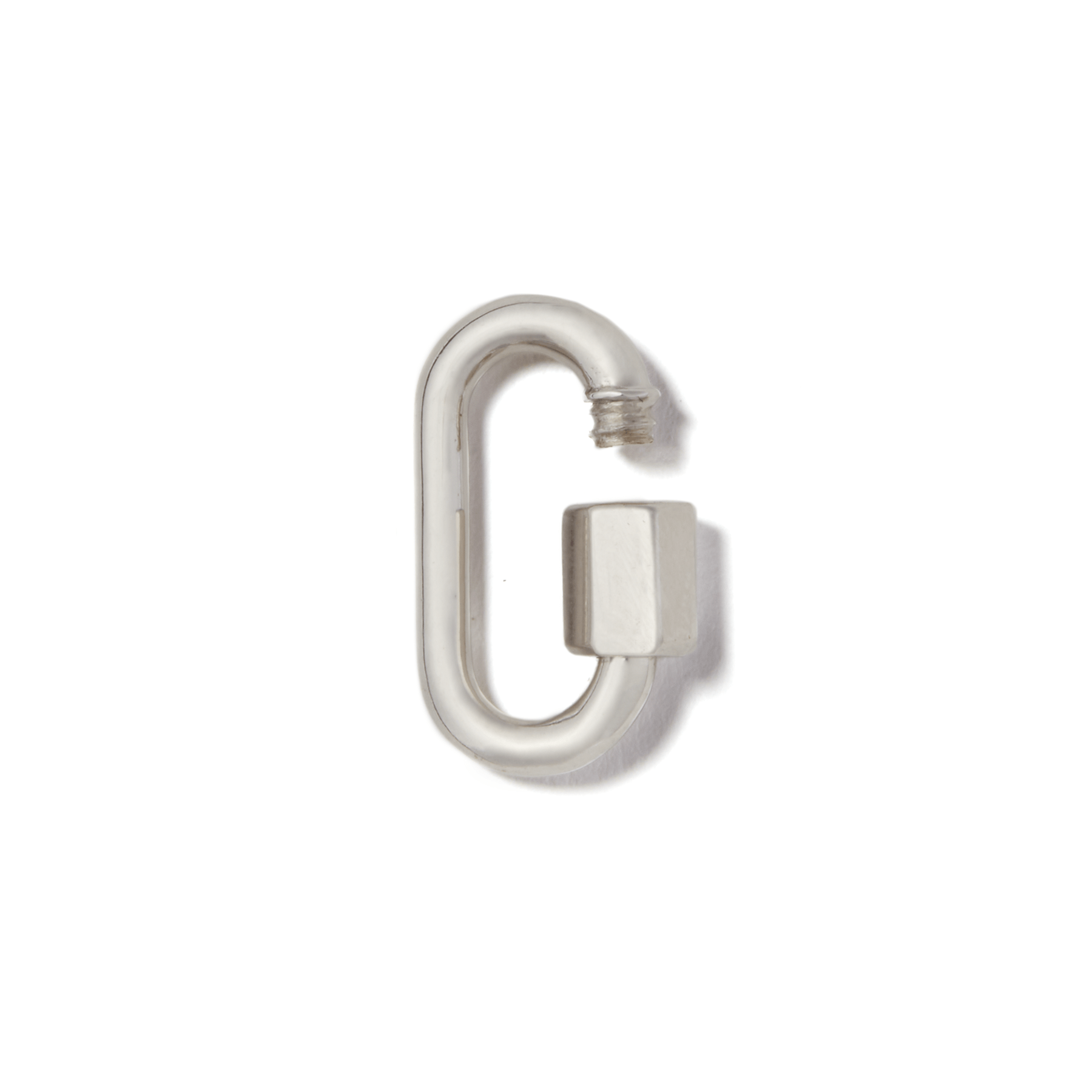 Marla Aaron babylock in silver with open clasp against white backdrop