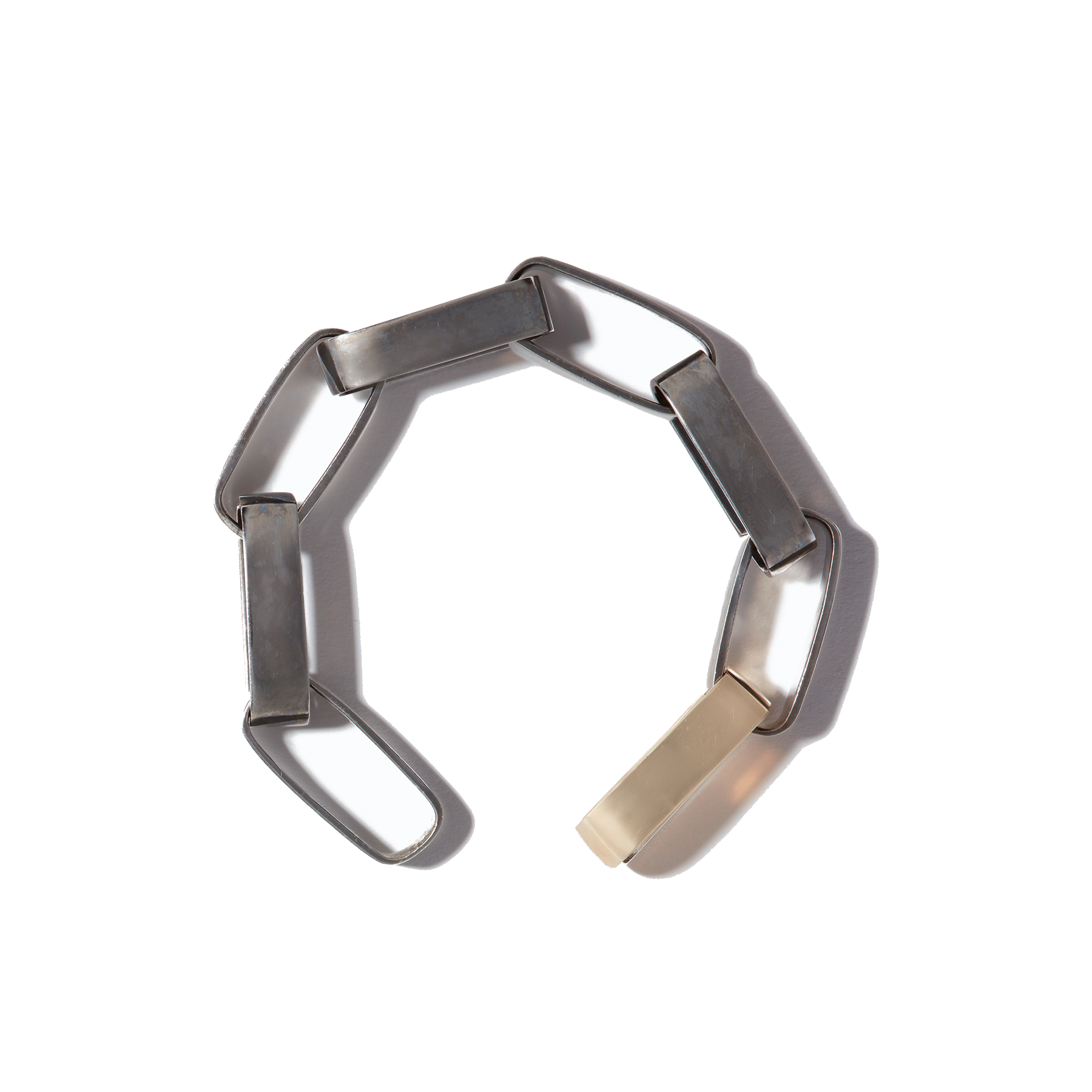 Rhodium bracelet with yellow gold link