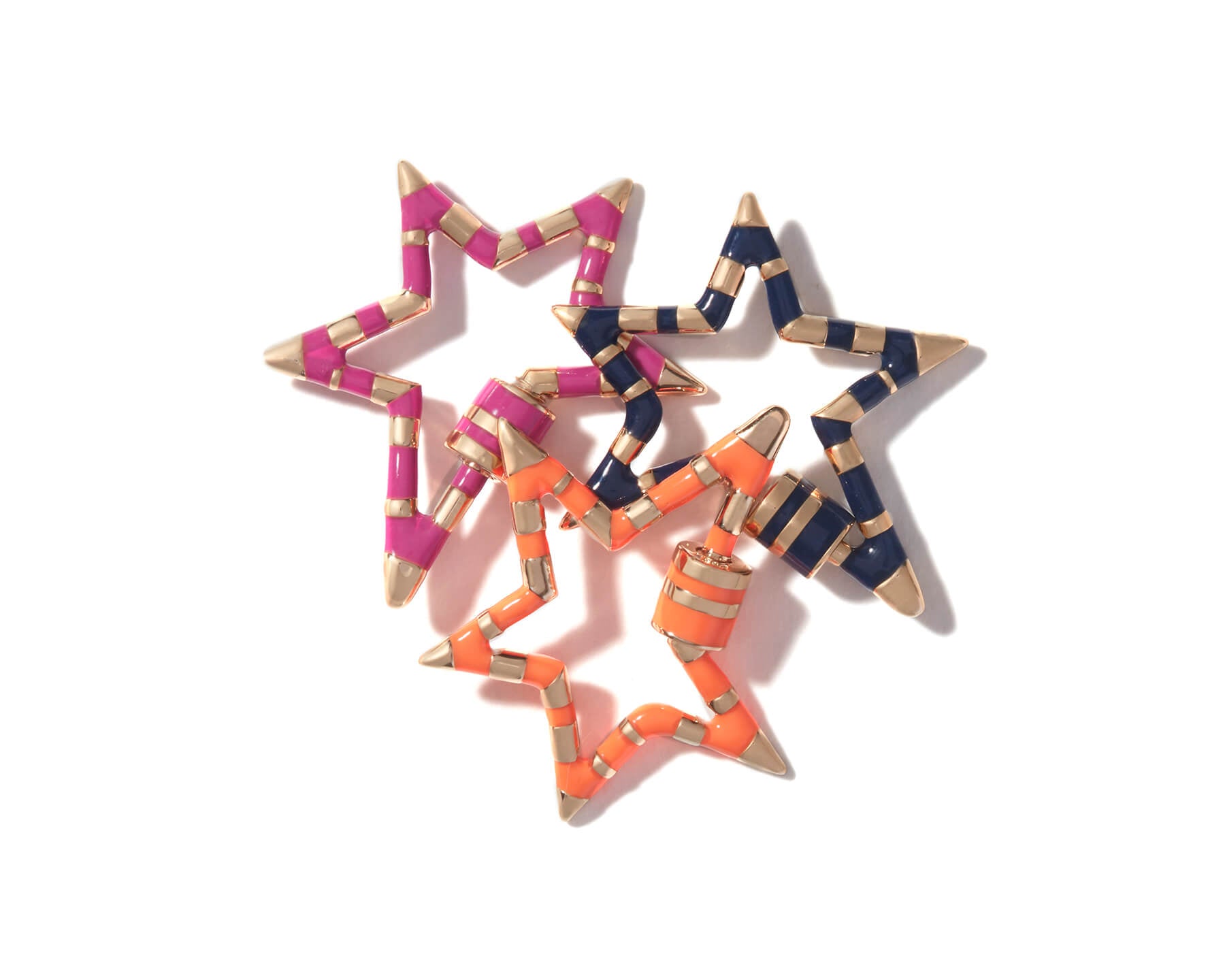 Three starlocks including star charm pink