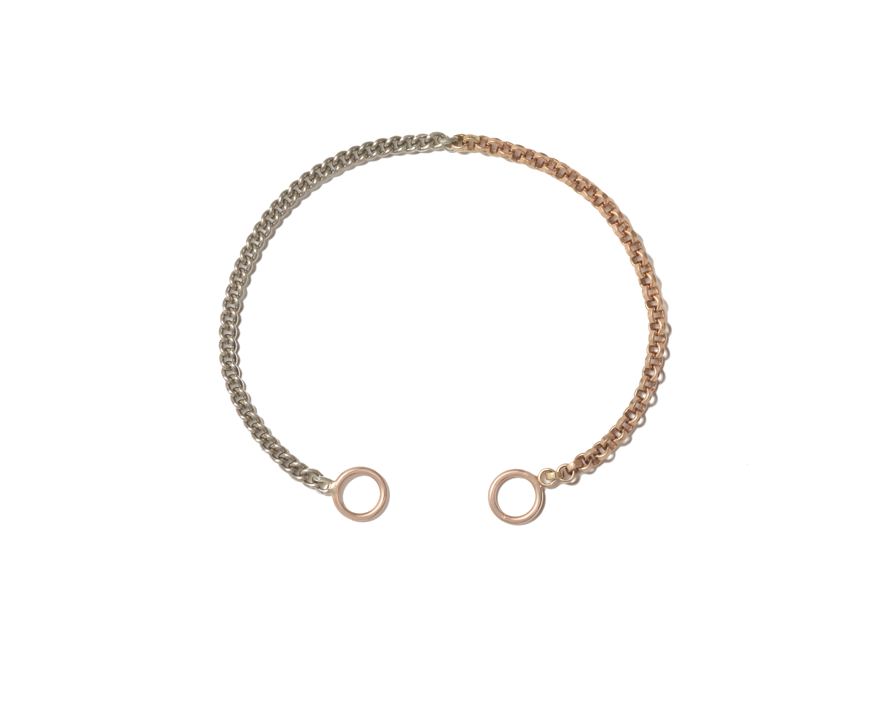 Rose gold and silver chain link bracelet