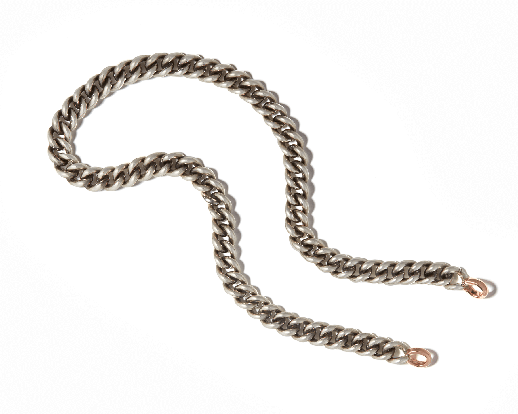 Marla Aaron MiniMEGA Curb Chain in Silver Necklace 18 Rose Gold