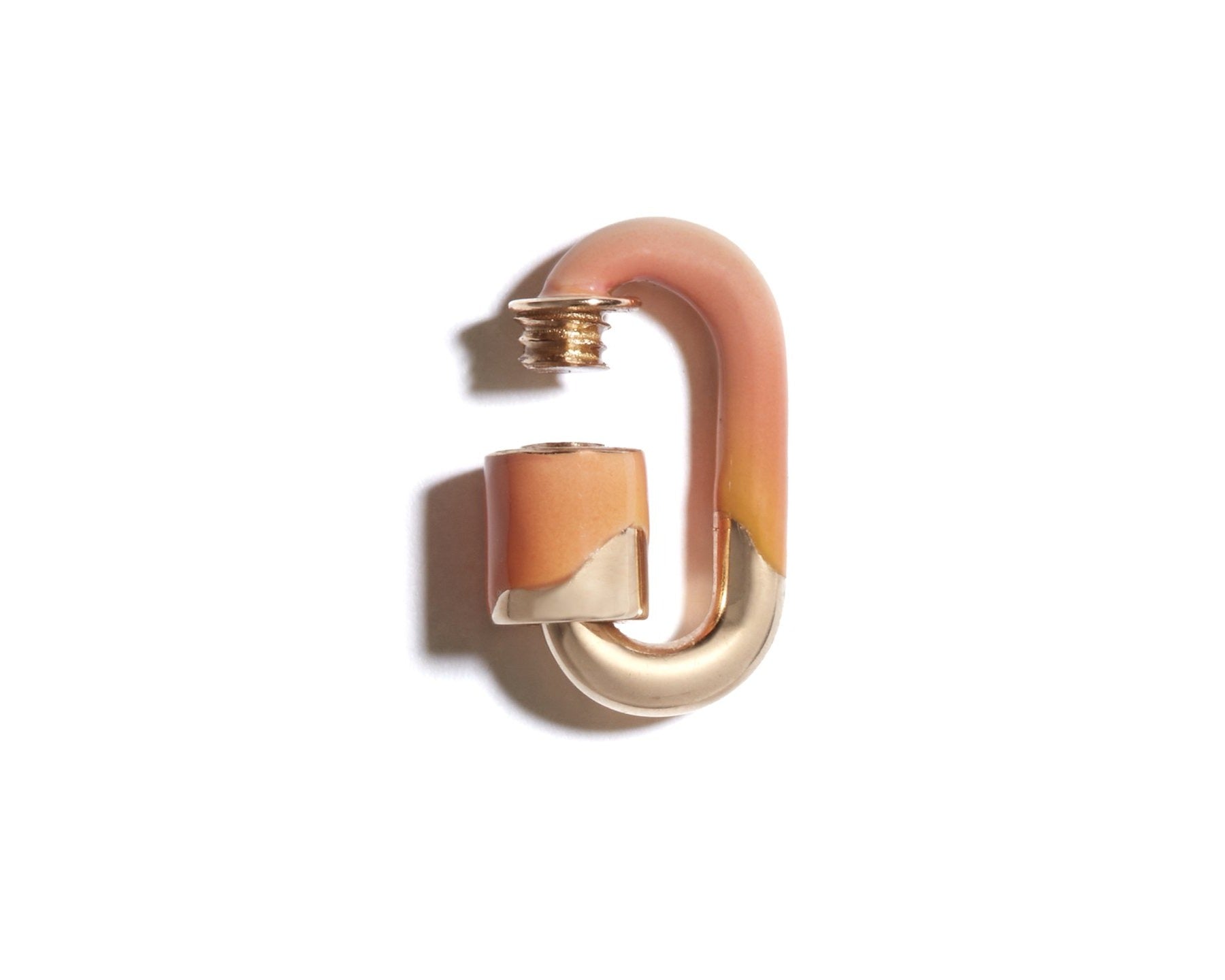 Orange and gold pêche enamel piece with open clasp