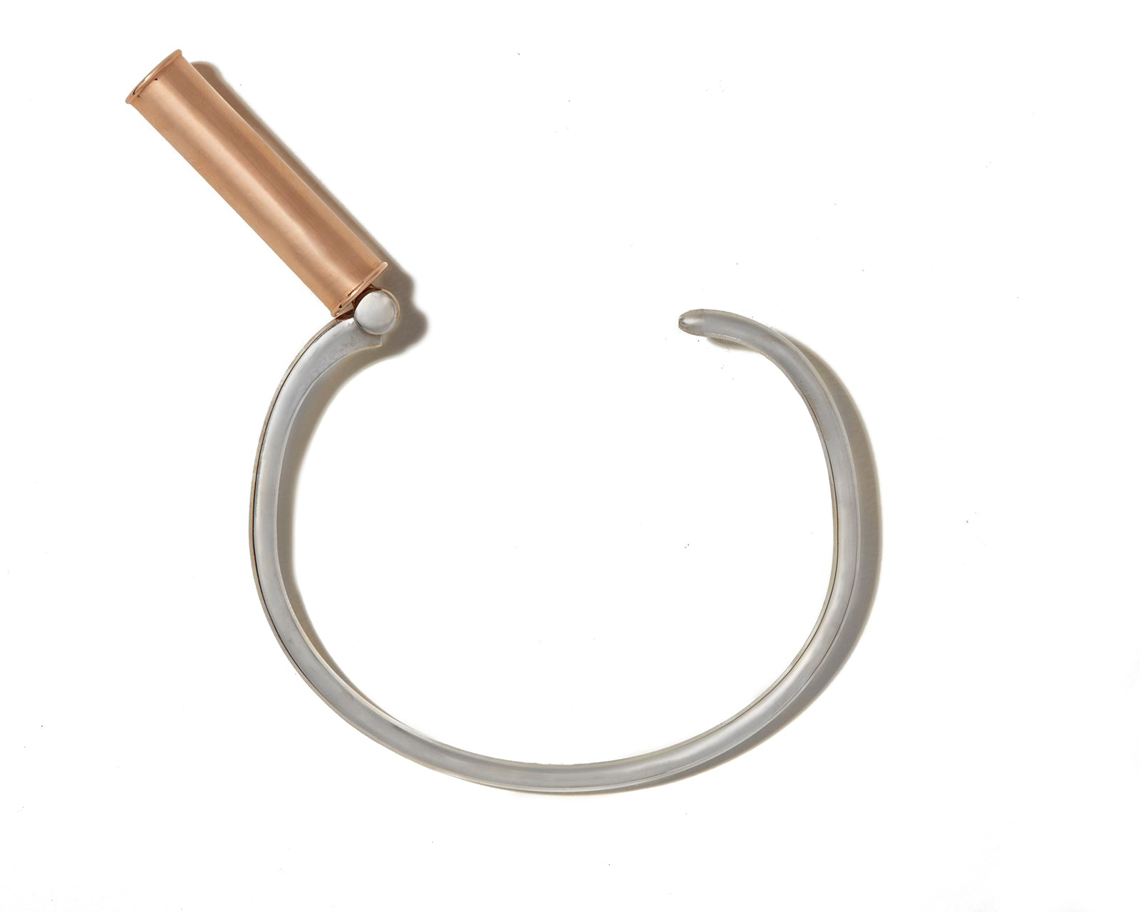 Silver gold roller bracelet with open rose gold clasp