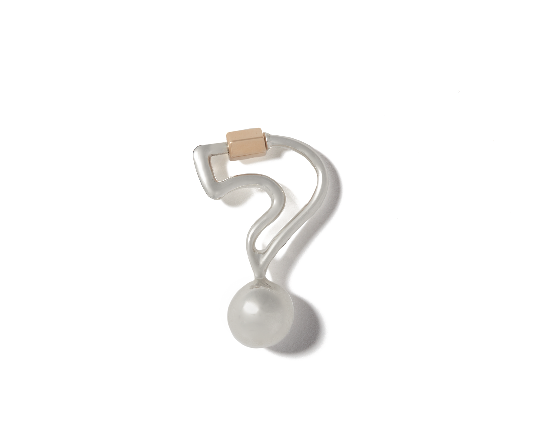 Silver question mark pendant with rose gold clasp