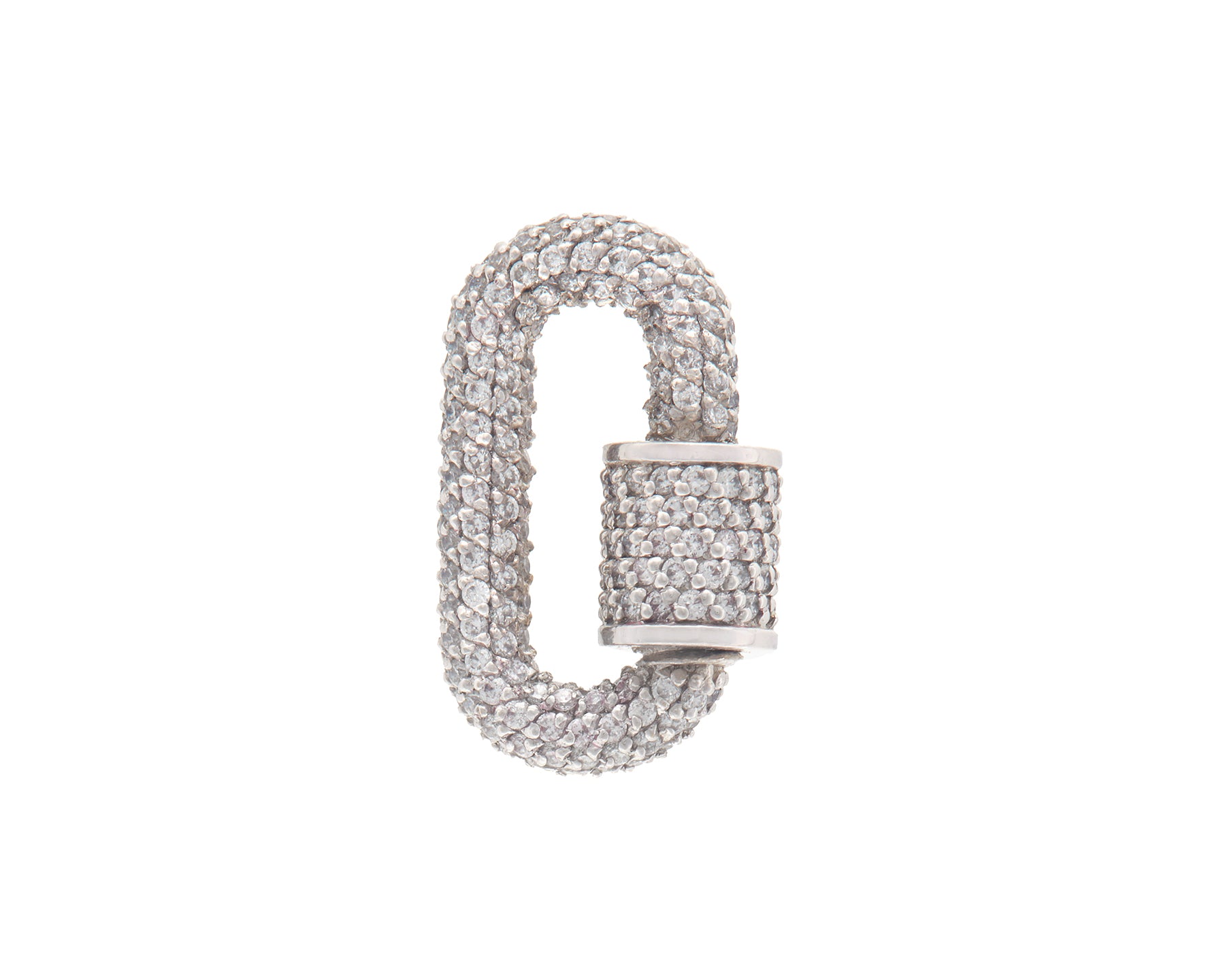 Silver small diamond lock charm with closed clasp