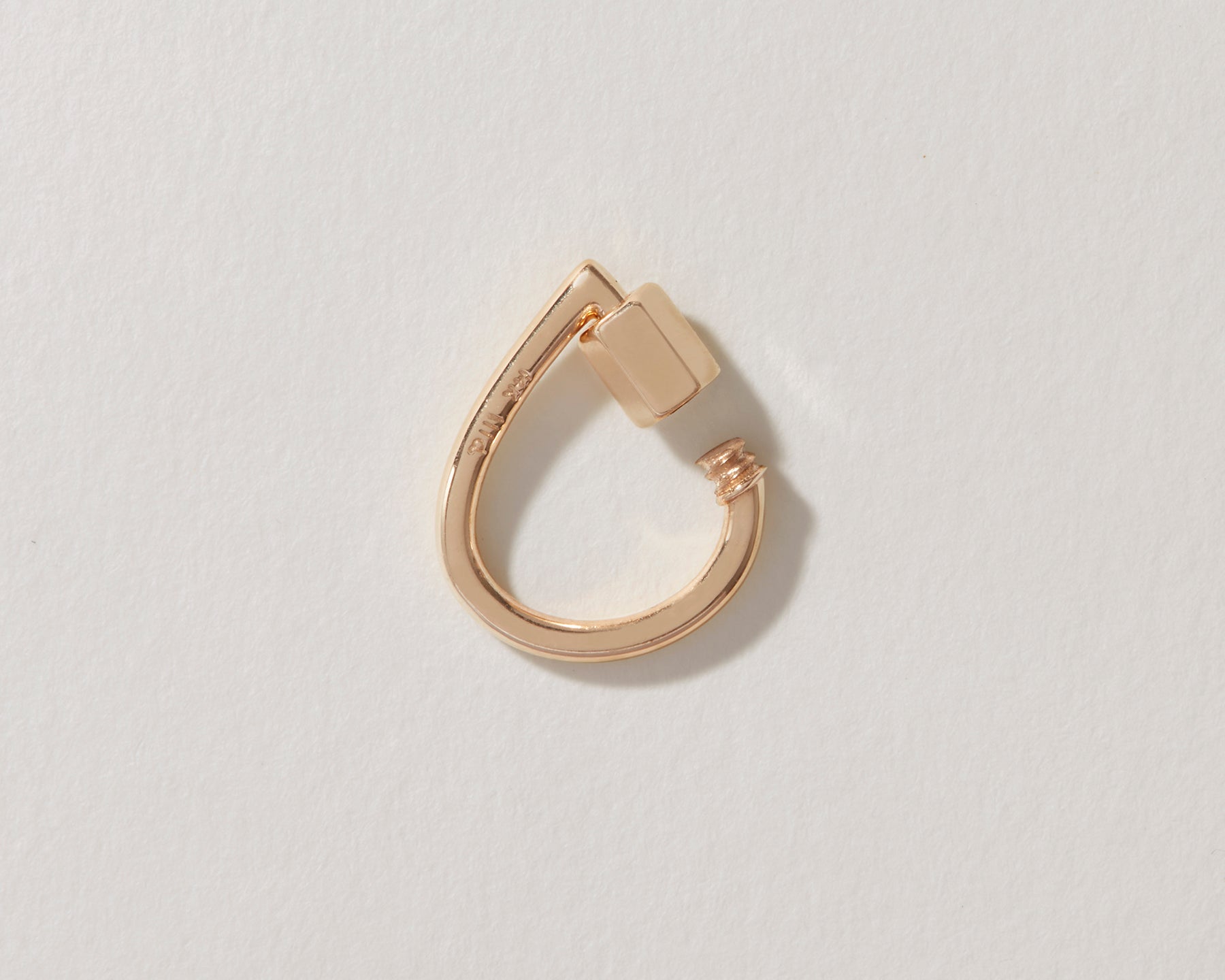 Rose gold small teardrop charm with open clasp