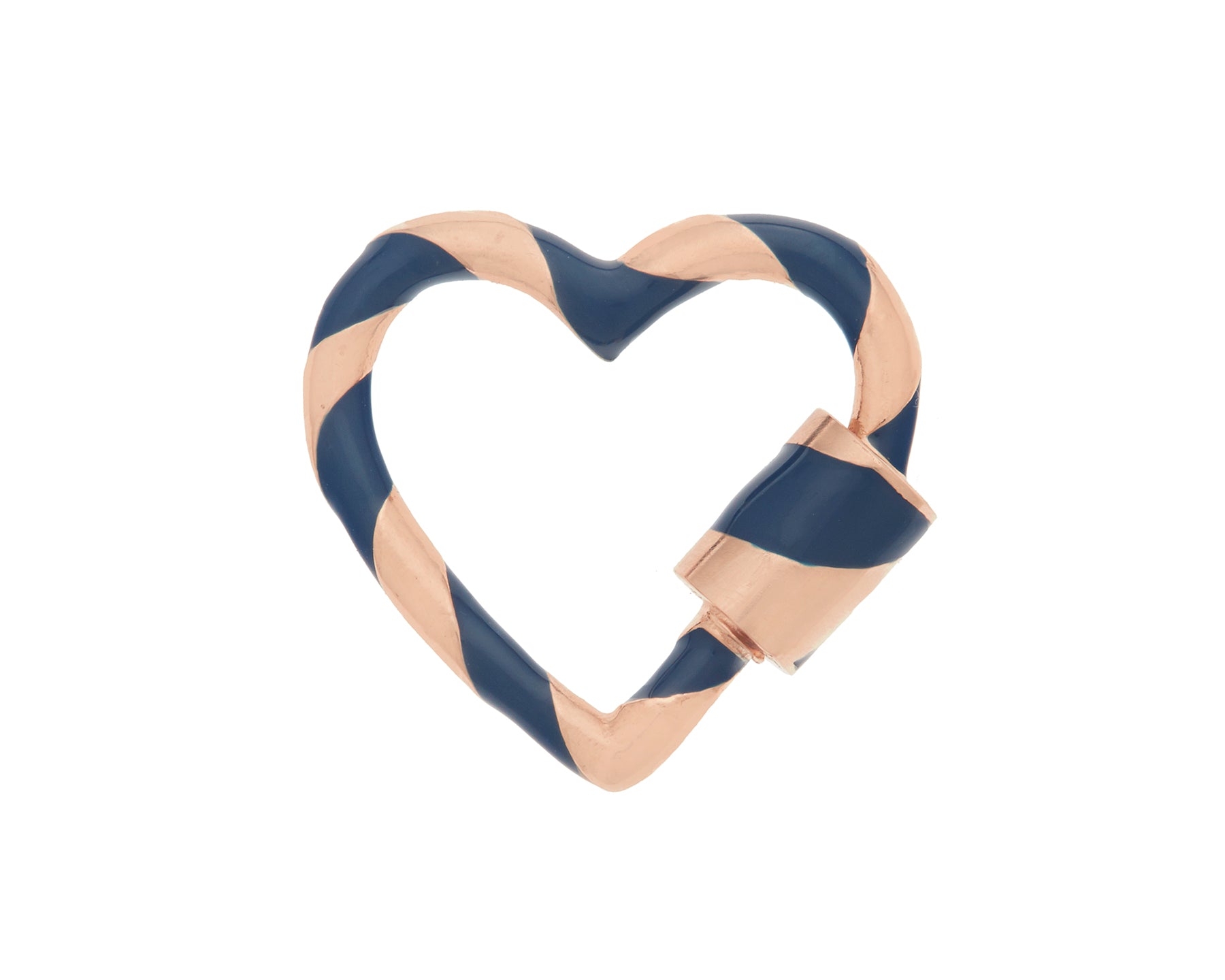 Rose gold navy heart charm with closed clasp
