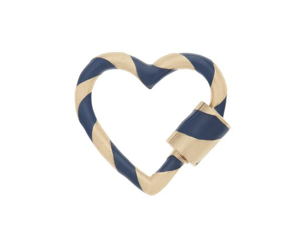 Yellow gold blue heart charm with closed clasp