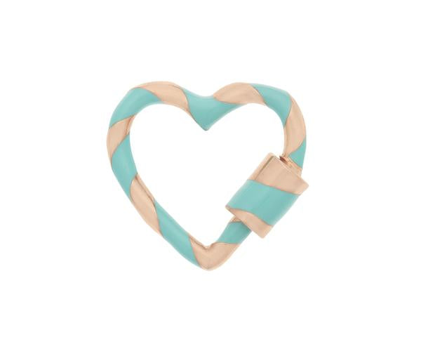 Rose gold jewelry small turquoise heart charm with closed clasp