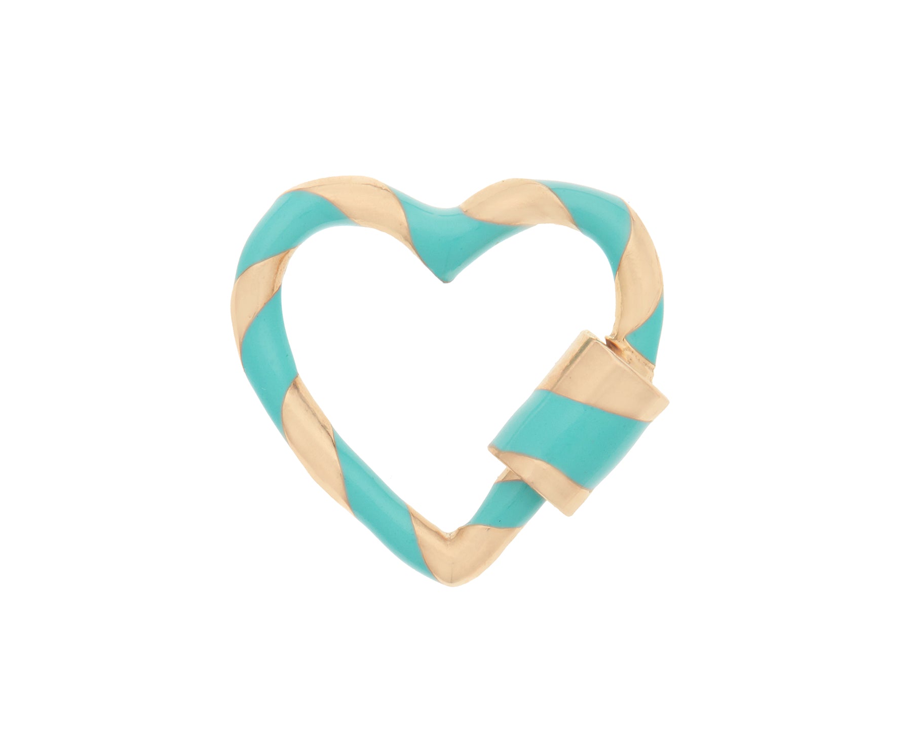 Yellow gold turquoise heart charm with closed clasp