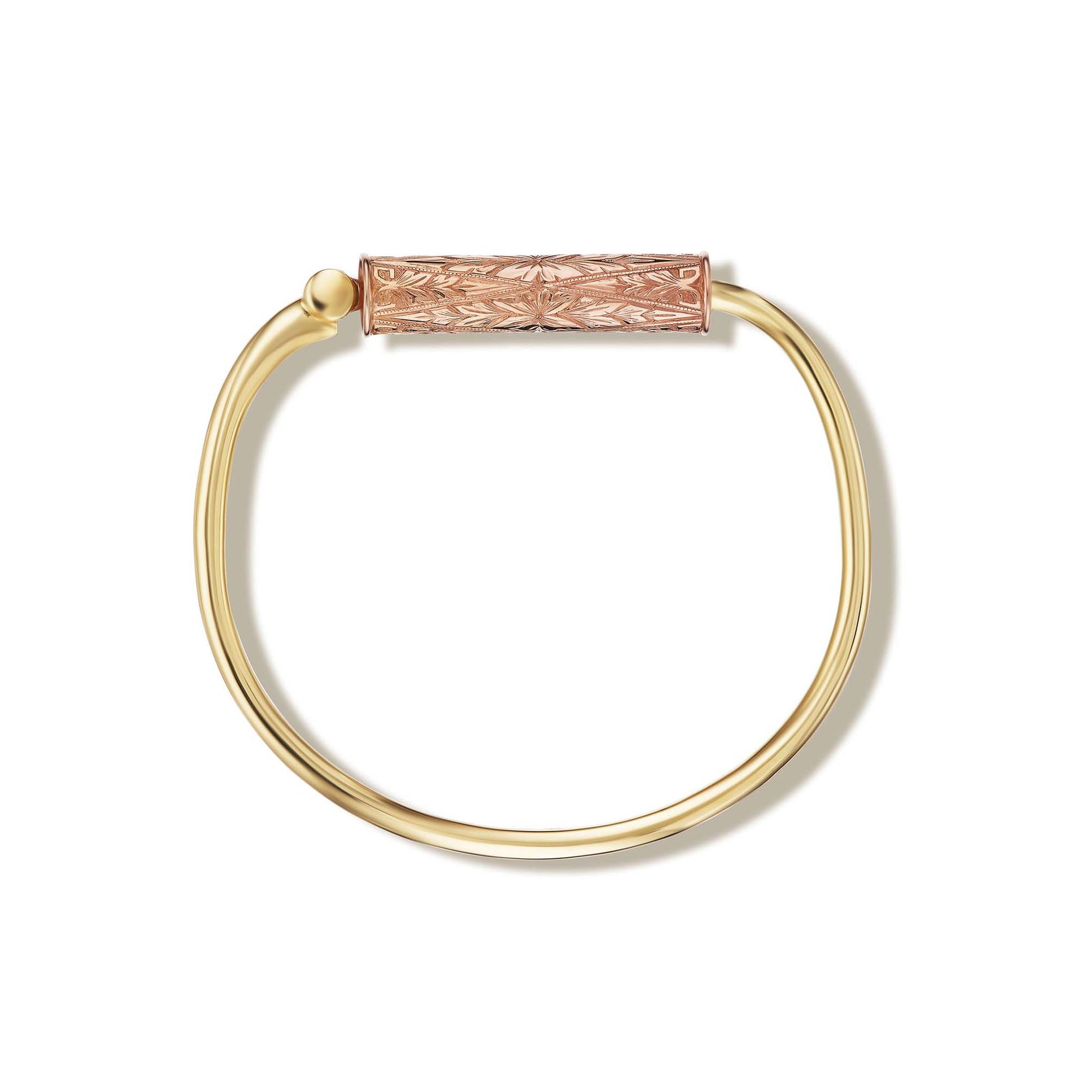 14K Yellow Gold Bangle Bracelet w/Screw Lock