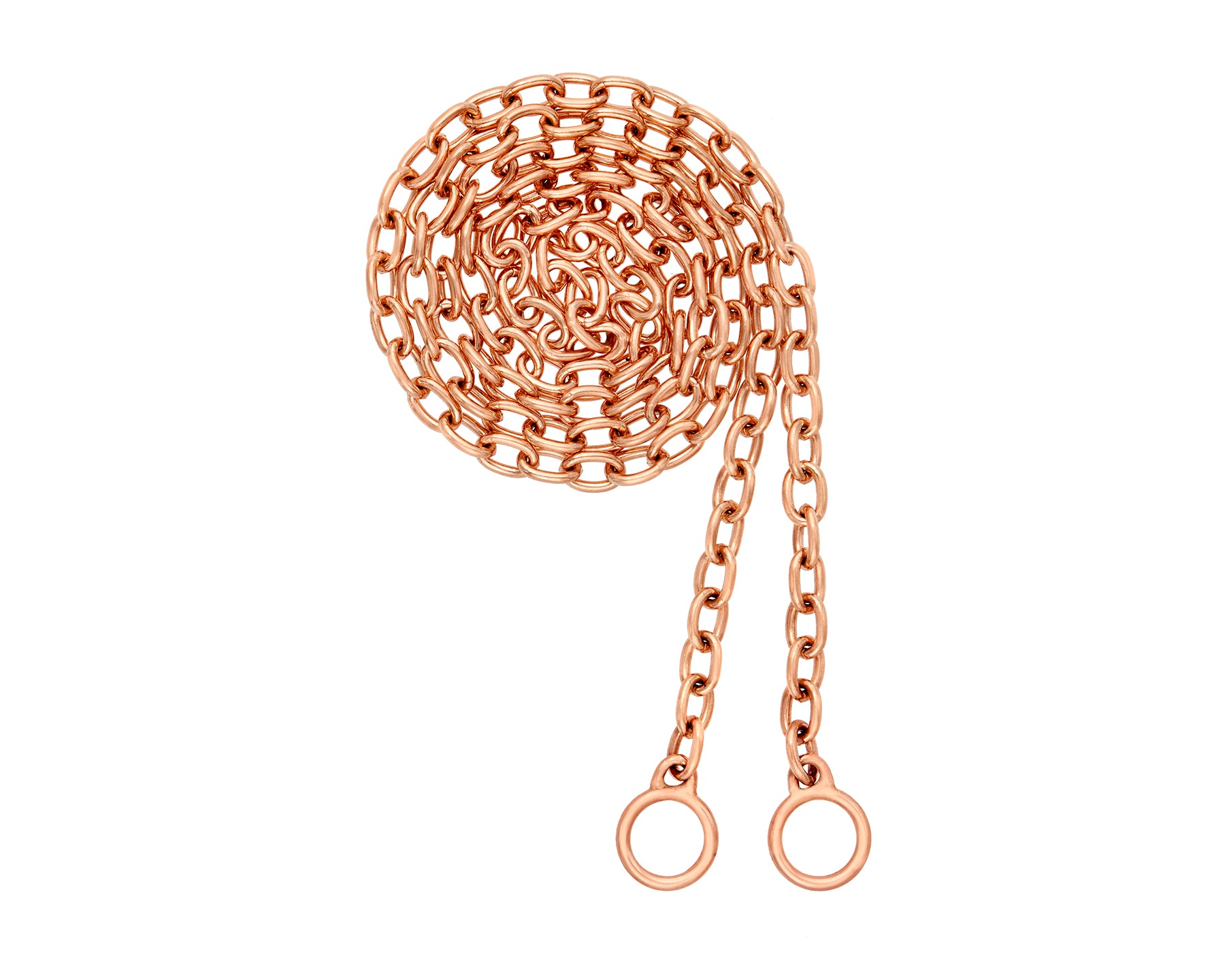 Curled up rose gold pulley chain
