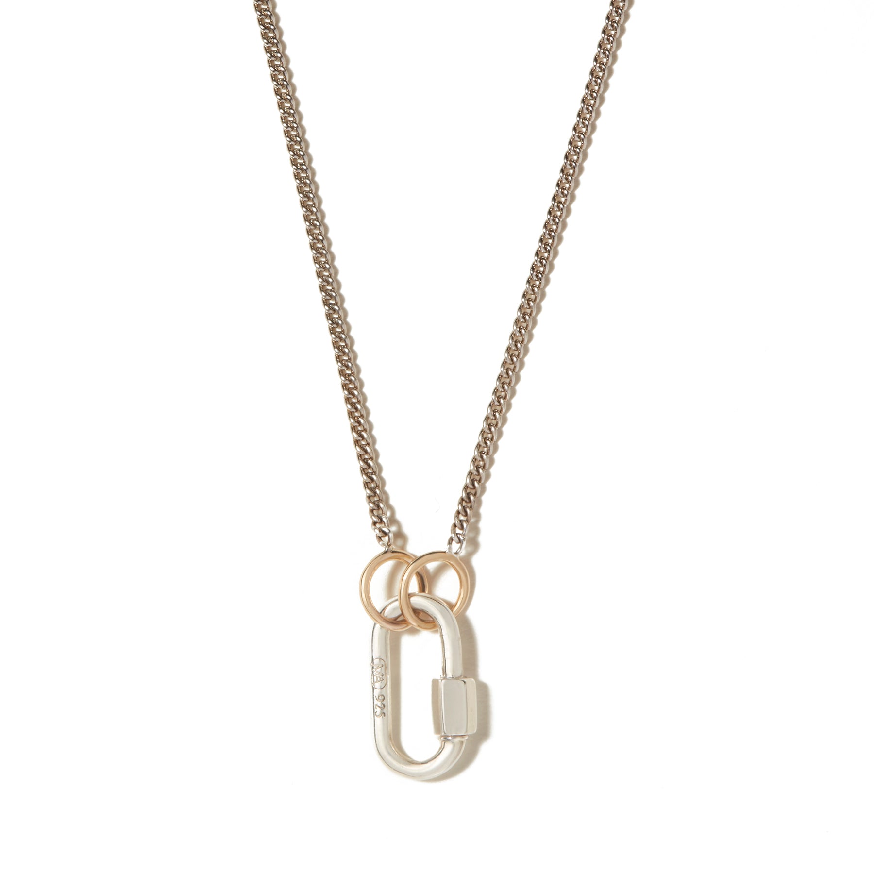 Marla Aaron Silver and Gold Chain Necklace with Lock