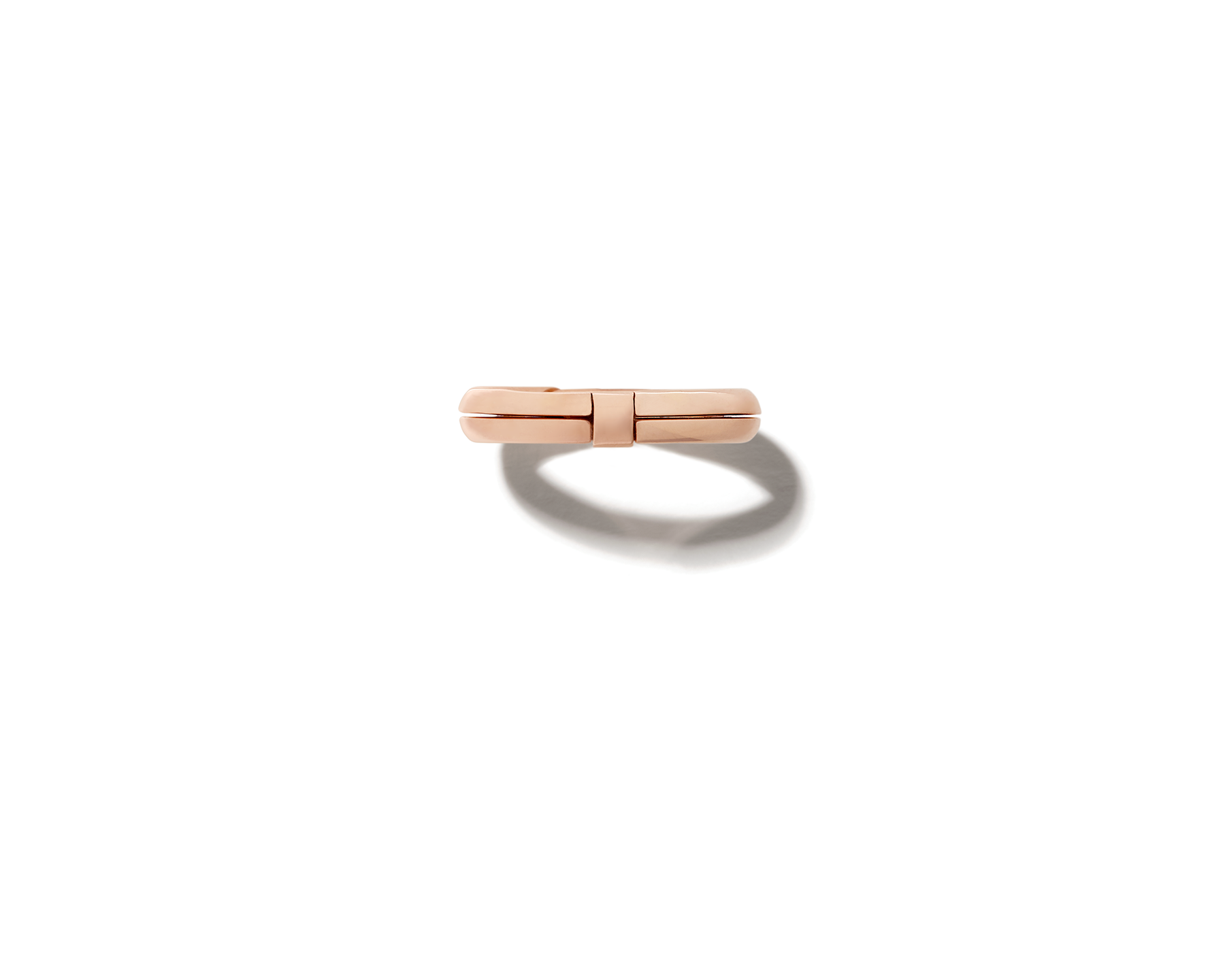 Front view of rose gold dime ring