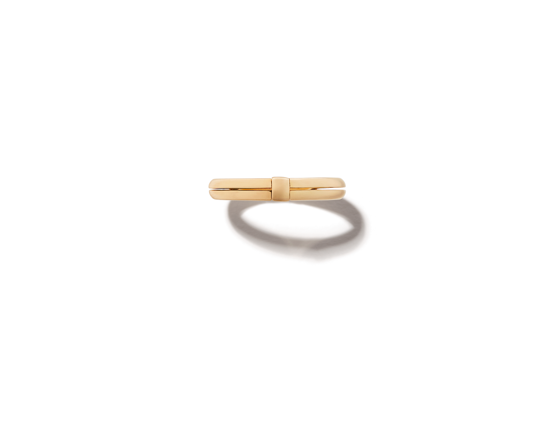Front view of yellow gold dime ring