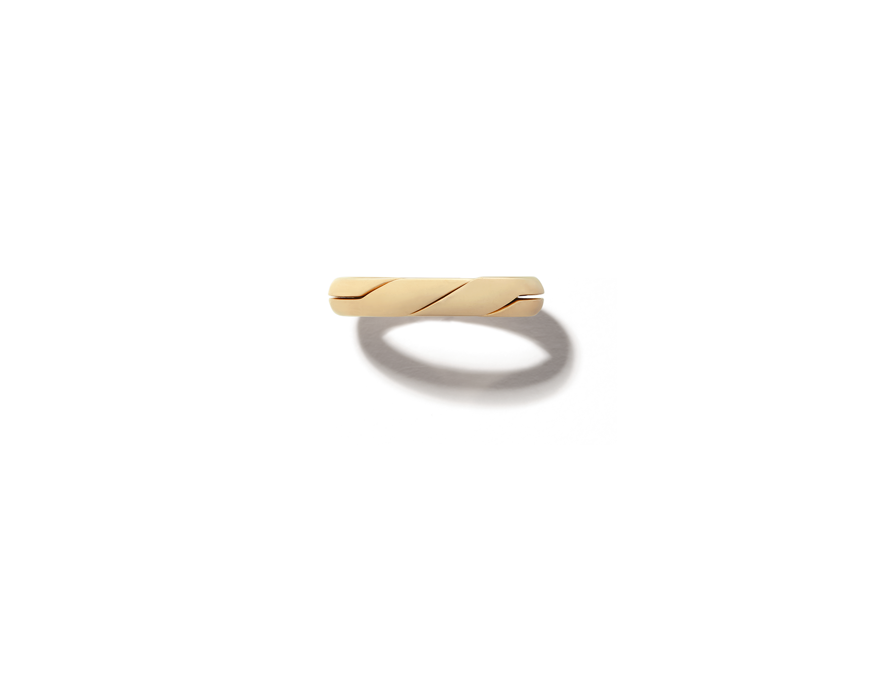 Back view of rose gold and yellow gold dime ring