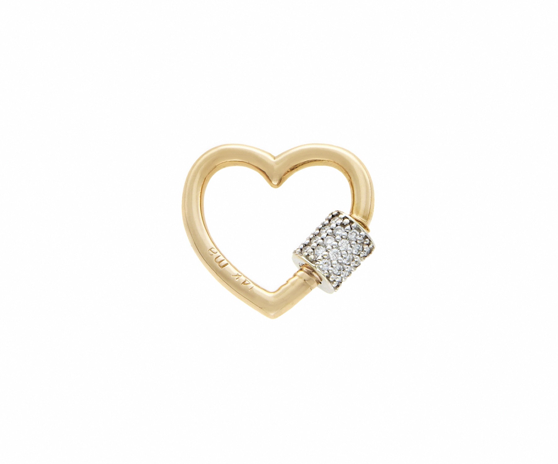 Gold heart lock charm with diamond clasp