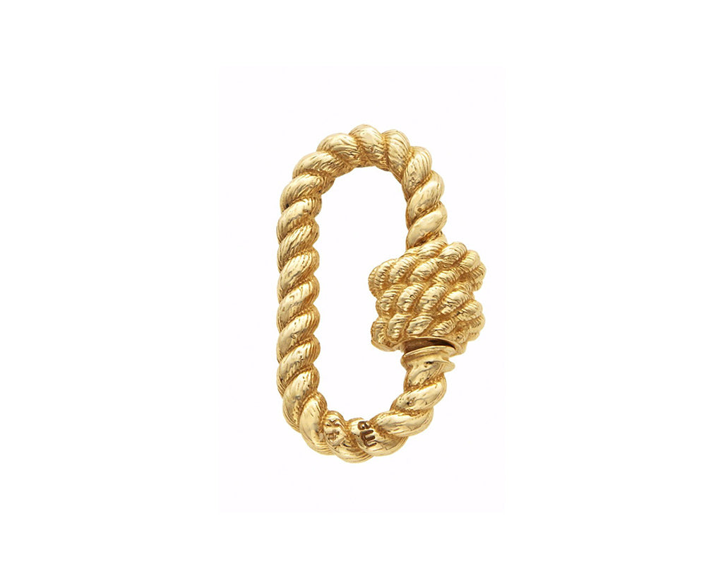Yellow gold twist lock against white backdrop