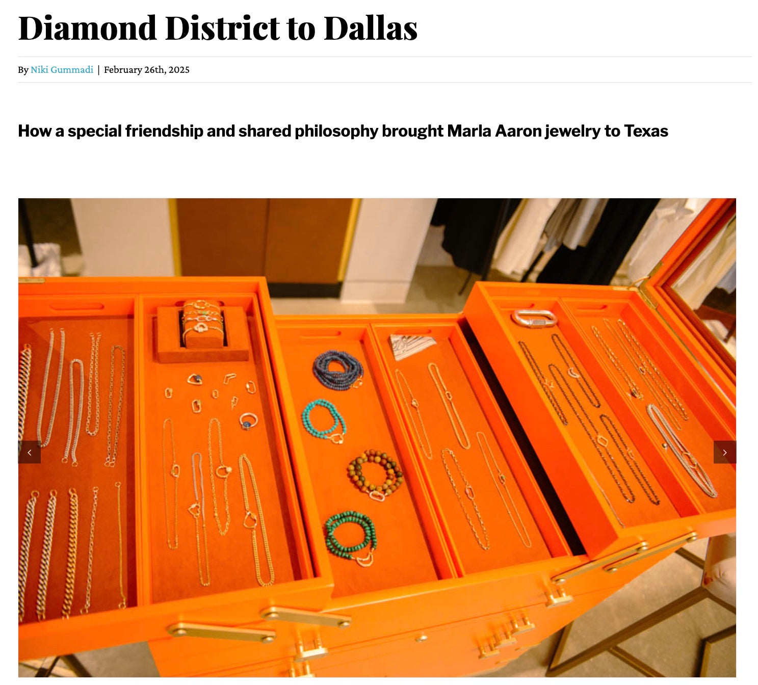 How a special friendship and shared philosophy brought Marla Aaron jewelry to Texas