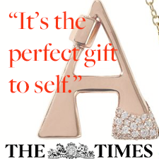 "The most stylish letter jewellery to shop now" - Jessica Diamond, The Times