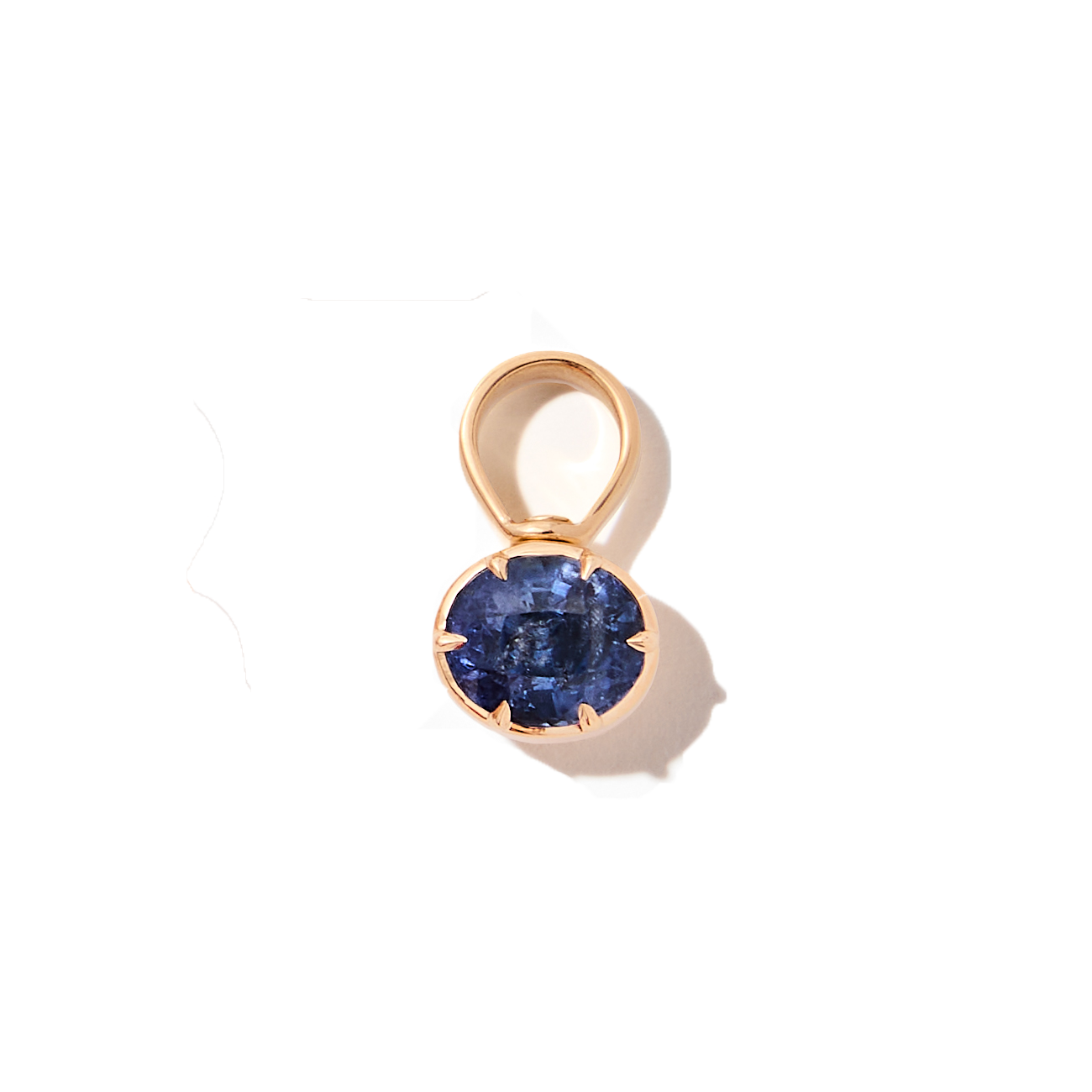 Half-Coach Charm in Gold with Blue Sapphire Oval