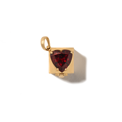 Aerial view of garnet heart charm