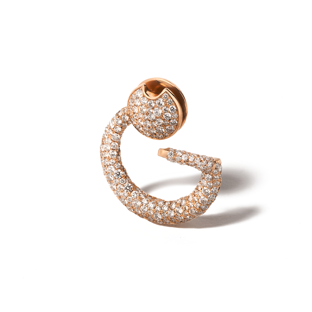 Rose gold diamond studded circle charm with open clasp