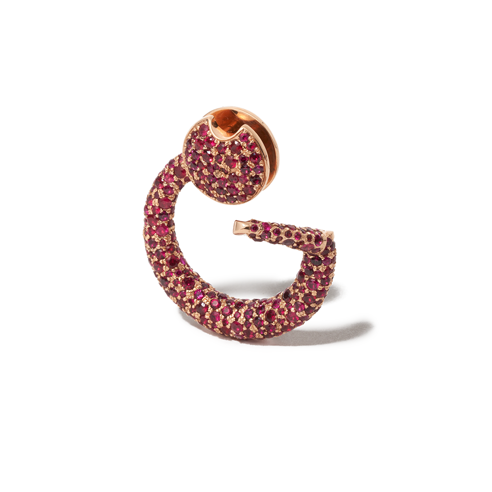 Rose gold ruby studded charm with open clasp