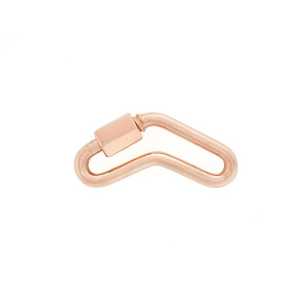 Rose gold boomerang lock charm with closed clasp