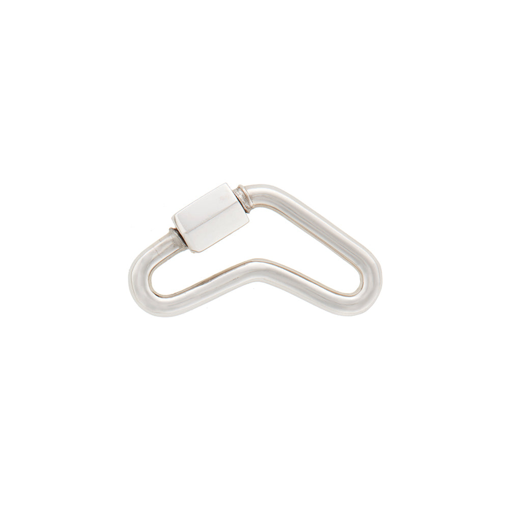 Silver boomerang lock with closed clasp