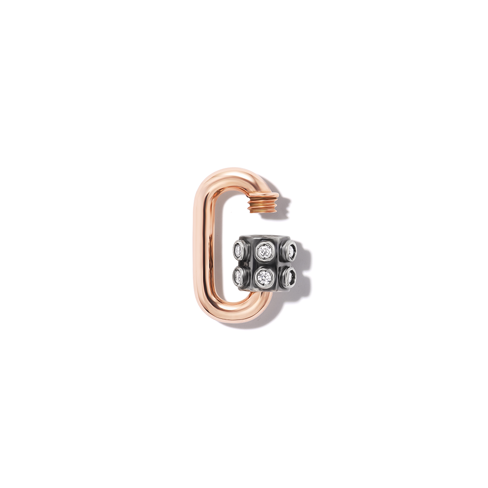 Rose gold studded lock charm with open clasp