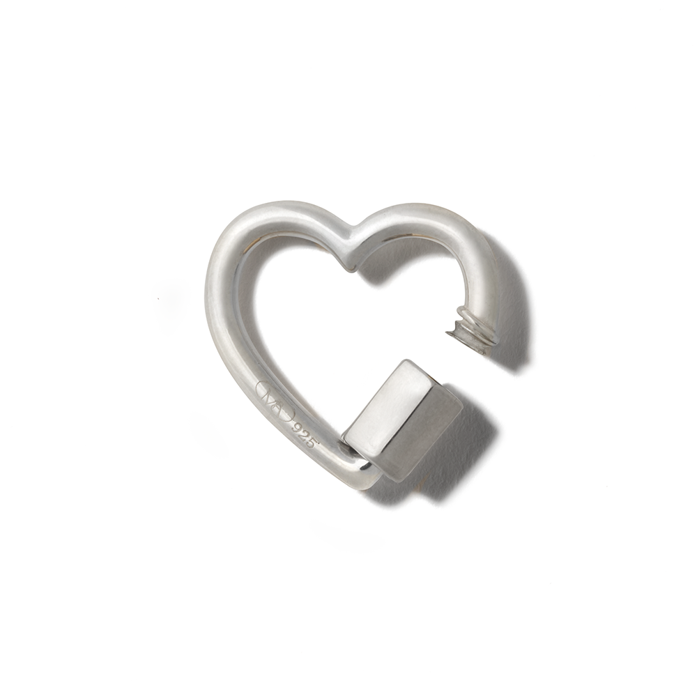 Silver charm heart with open clasp