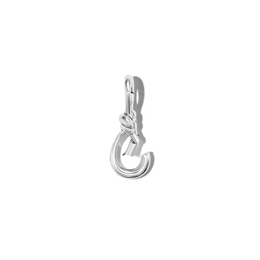 Silver knot lock charm with open bottom clasp