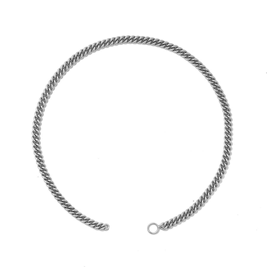 Heavy Curb Talking Chain in Silver