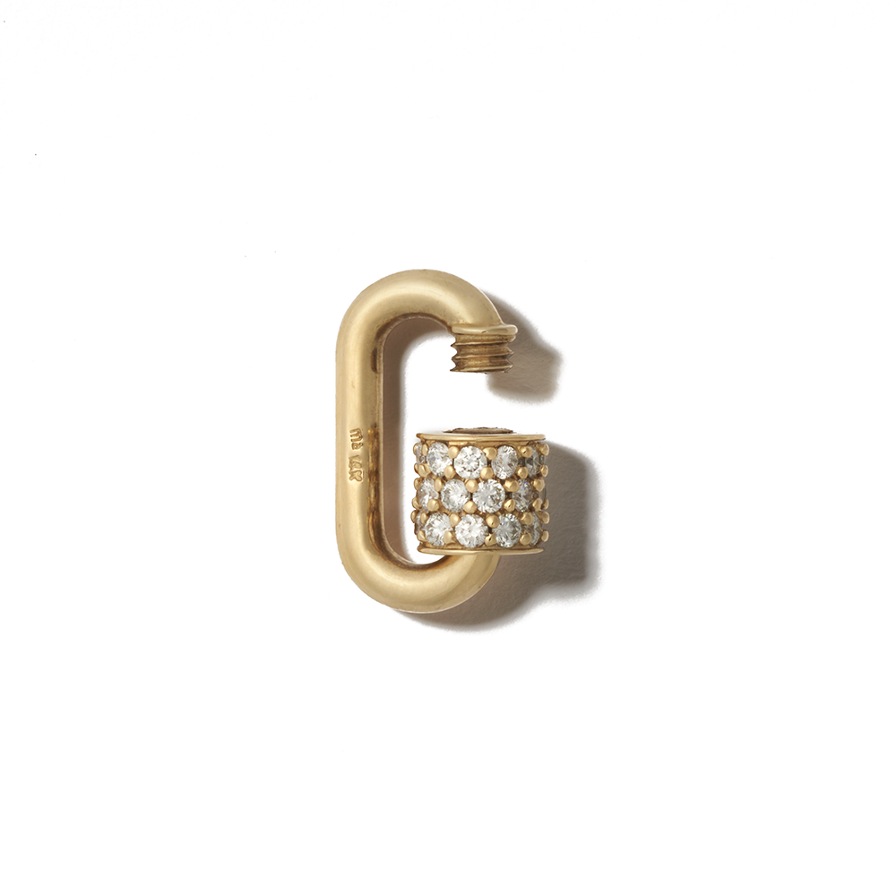 Green gold diamond lock charm with open clasp