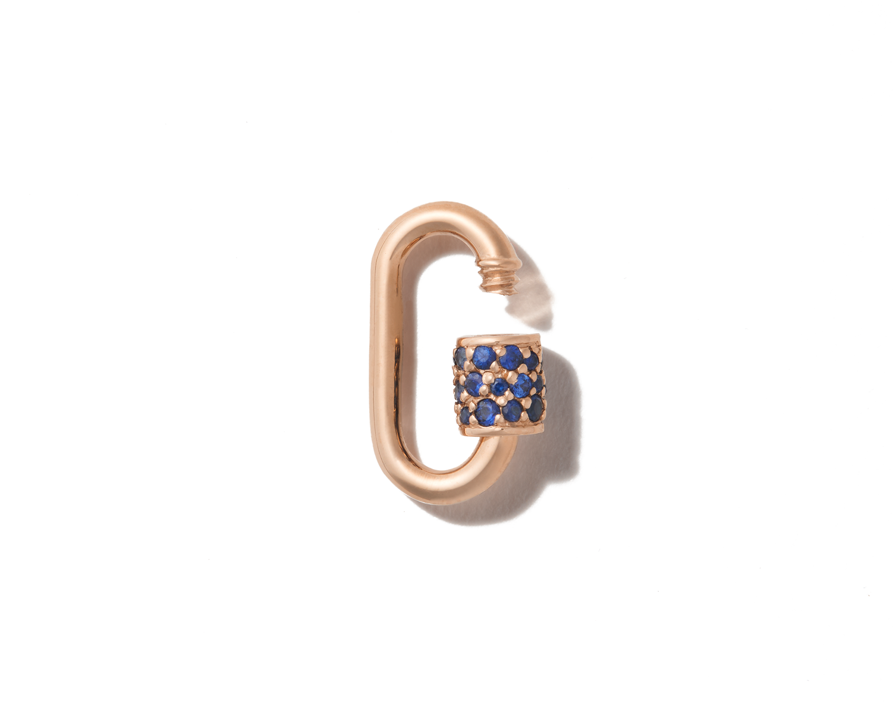 Rose gold natural blue sapphire charm with open clasp