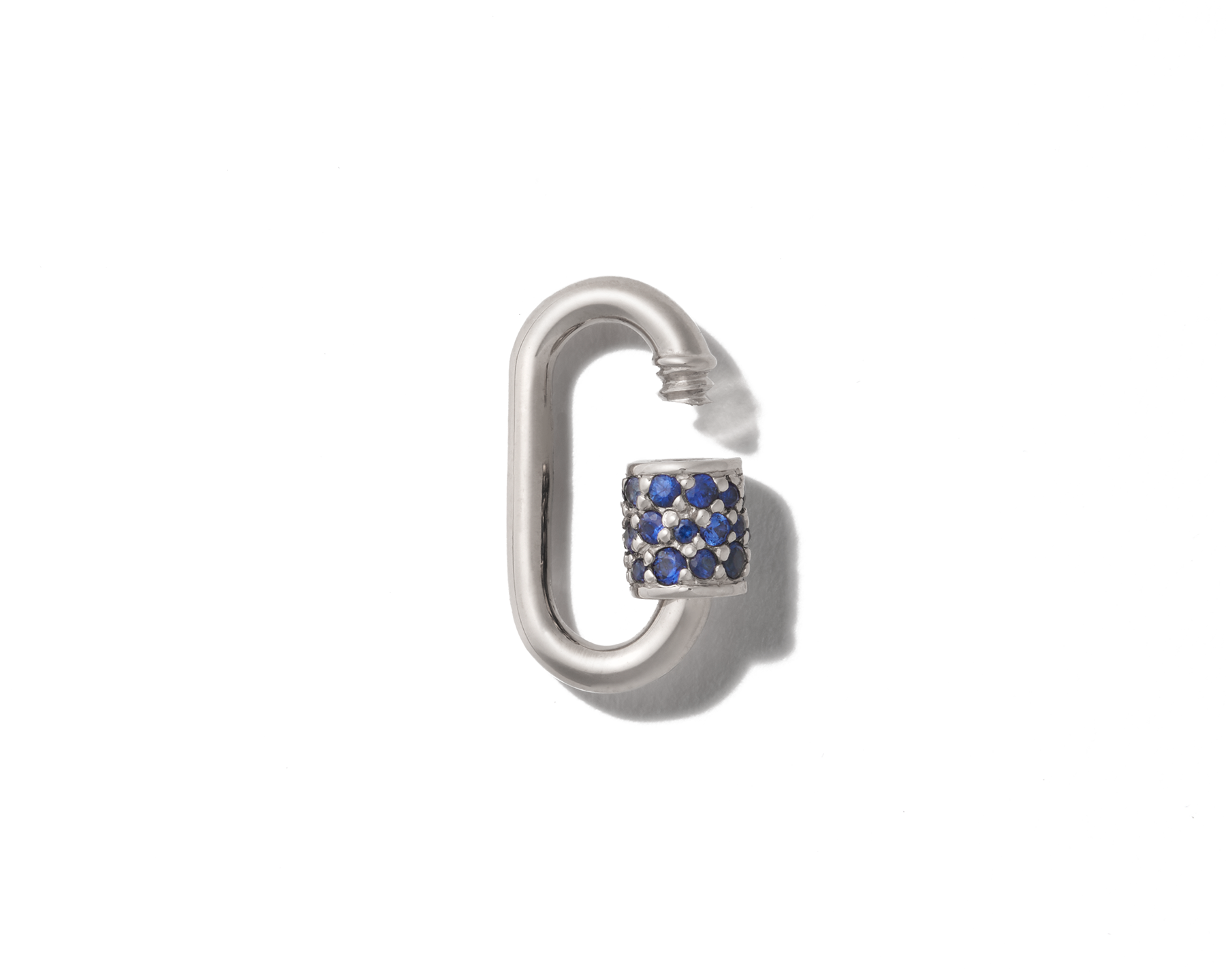 Silver natural blue sapphire charm with open clasp