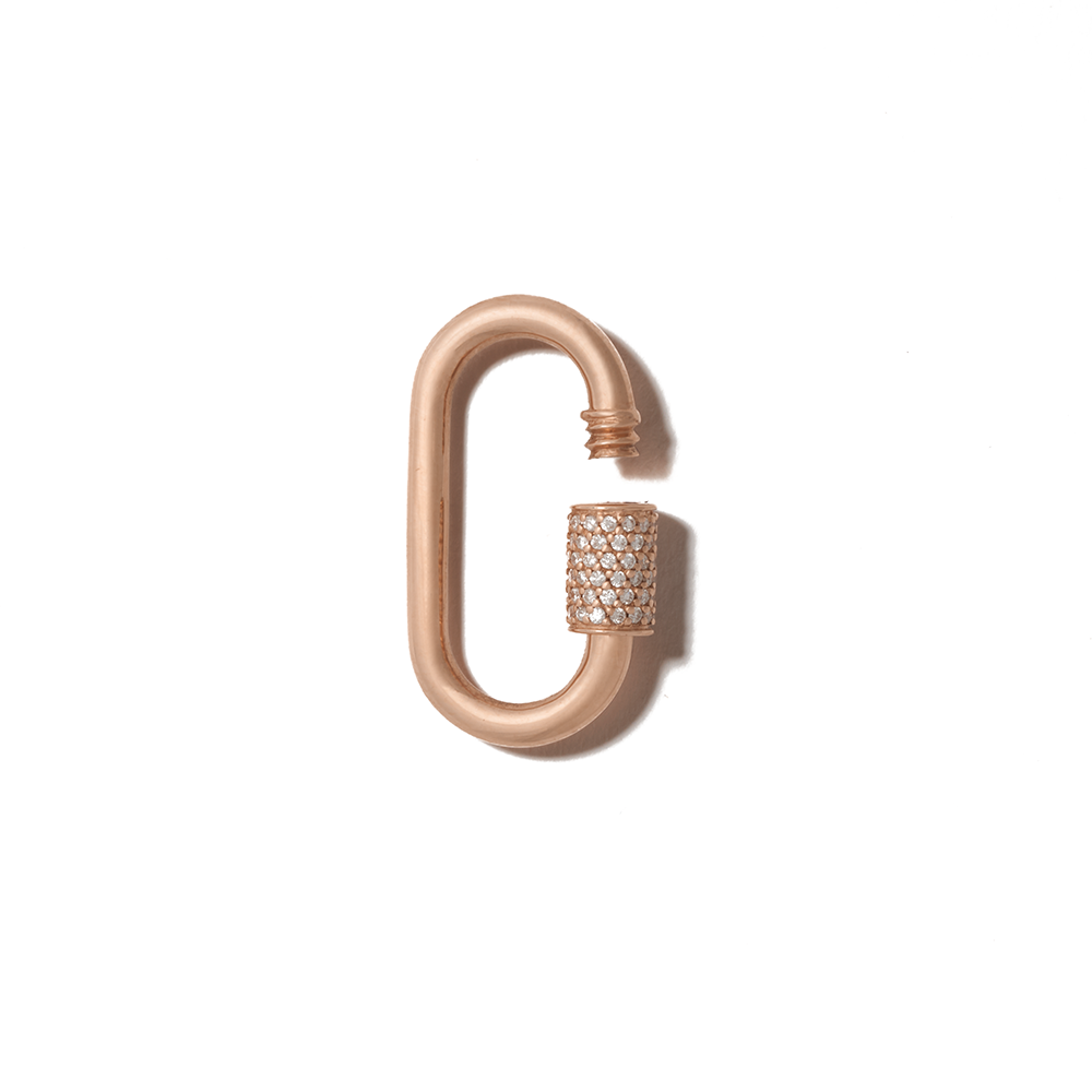 Rose gold stoned lock with open clasp