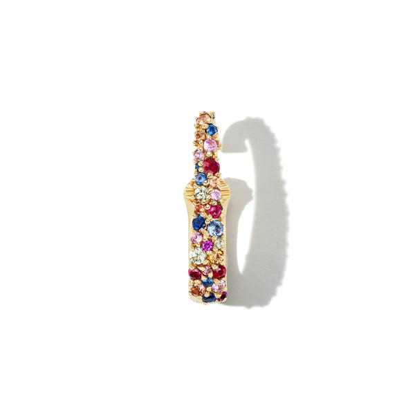 Pave Pierceless Earring with Mixed Sapphire